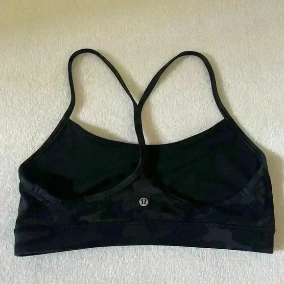 Black Camo Lululemon Flow Y Soul Cycle Bra Sz 10 - Picture 2 of 3